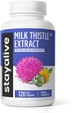 STAY LEVENDE Melkdistel Supplement met Dandelion Root en Artichoke Extract, 80% Silymarin Complex, 120 pillen, 100% Pure Artichoke Leaf Extract Poeder, Non-GMO & Glutenvrije Kruiden Capsules