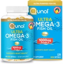 Qunol Omega 3 Fish Oil Mini Softgels, 1000mg Ultra Pure Fish Oil, Heart Health Support, Omega 3 DHA Supplementen, Citroen smaak, 2 maand levering, 120 Tellen