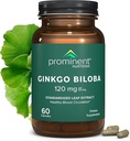 Prominente voeding Ginkgo Biloba 120 mg - Ginkgo Biloba Leaf Extract, kruidensupplementen ter ondersteuning van geheugen & focus- Veganistisch, niet-GMO, glutenvrij, sojavrij, 60 dagen levering - 1 verpakking