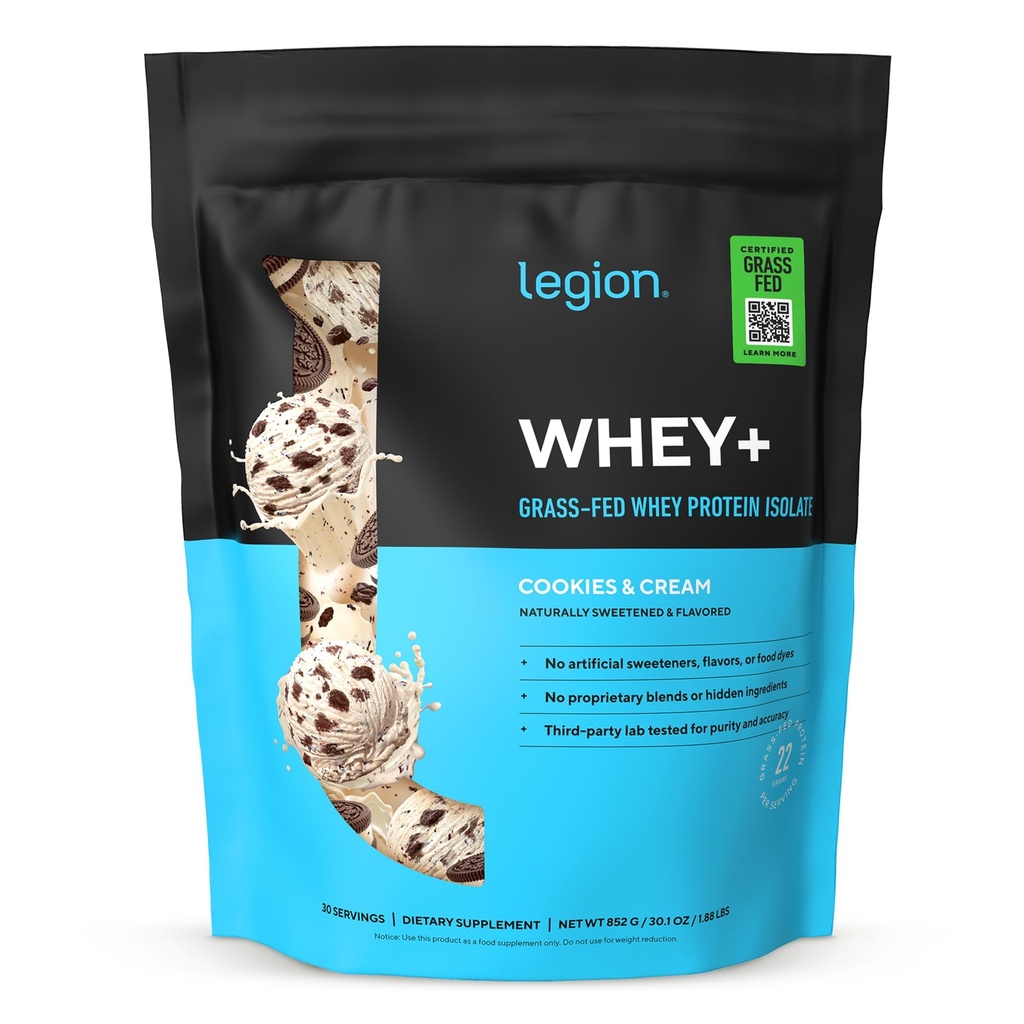 LEGIE Wei+ Proteïne Wei Isolaat uit Grass Fed Cows - Wei Proteïne Isolaat Poeder Lage Calorie, Non-GMO, Suikervrij, Lactose en Glutenvrij, Alle Natuurlijke Proteïne Poeder voor Mannen & Women, 30 porties