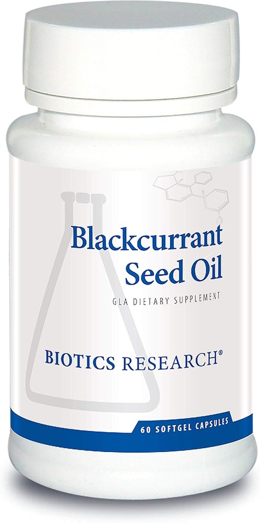 Recherche en biotique Huile de graines de cassis Source naturelle d'acide gamma linolénique GLA, 535 mg Capsule, soutient la santé cardiovasculaire, réparation normale des tissus, système immunitaire, santé des femmes 60 capsules