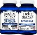 Doctor Morse Turmeric Curcumin 1950mg & Berberine 1500mg Bundle - Gezamenlijke ondersteuning, gezonde stofwisseling en Immune Boost met BioPerine & Ceylon Cinnamon, FDA-geregistreerd, NSF-gecertificeerd 90 Capsules