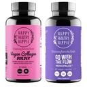 Happy Healthy Hippie Allez avec le support de la ménopause de flux et les pilules de collagène de construction végétalien