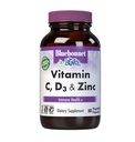 BlueBonnet Nutrition Vitamin C, D3 & Zink, Immune Health*, Non-GMO, Kosher Gecertificeerd, Glutenvrij, Sojavrij, Dairy-Free, 50 plantaardige capsules, 50 porties