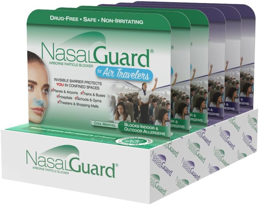 Bloqueur de particules aéroporté Gel nasal pour les voyageurs aériens - sans drogue, sans irritation, sans hydratant, voyage d'avion approuvé - Plus de 150 applications par tube (Mixed, 3g, pack de 6)
