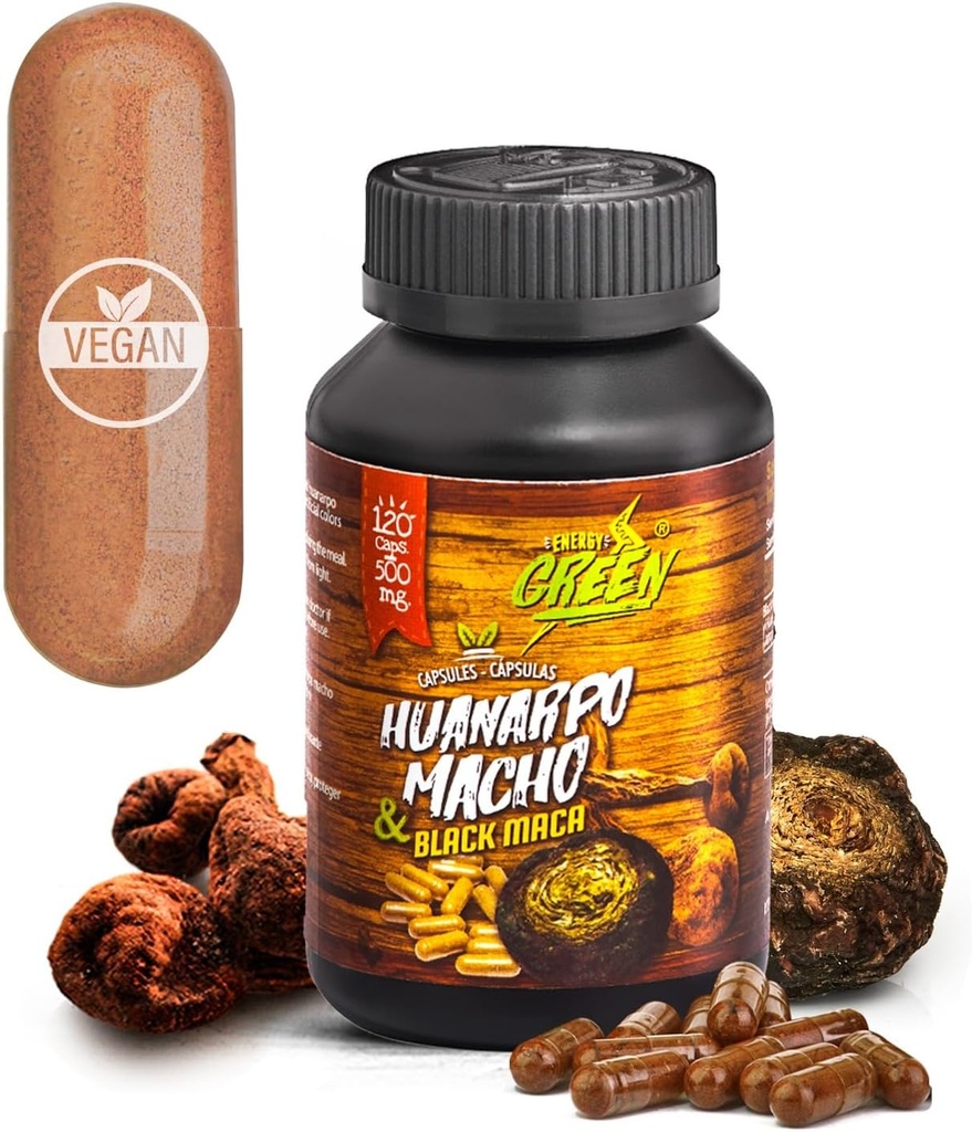 Black Maca Root and Huanarpo Macho Capsules l 100% Natural Energizer and Booster l Immune Support for Men (1500mg per Serving) l Male Health souplenent l Andes