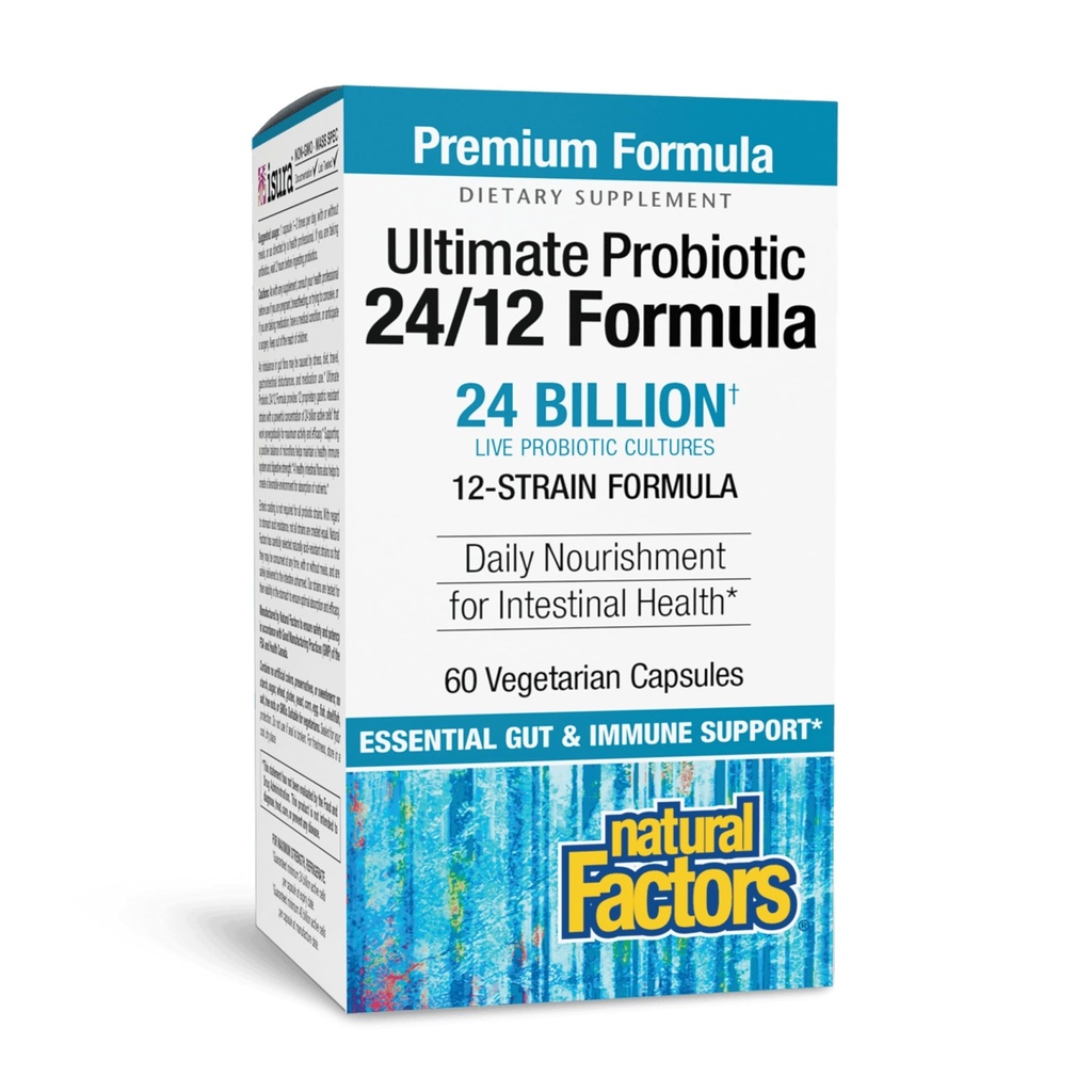 Natuurlijke factoren Ultimate Probiotic 24/12 Formule - Digestief gezondheidsondersteuning Supplement met Probiotica - Immuniteit & Gut Health Support Supplement - 60 Vegetarische capsules (60 porties)