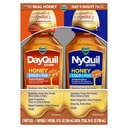 VICKS DayQuil & NyQuil Severe Honey Flavor Co-Pack, Cold & Flu Medicine, Soulage les maux de tête, fièvre, gorge douloureuse, douleurs et douleurs mineures, congestion nasale, pression sinusale, nez étouffant et toux, 2x12oz
