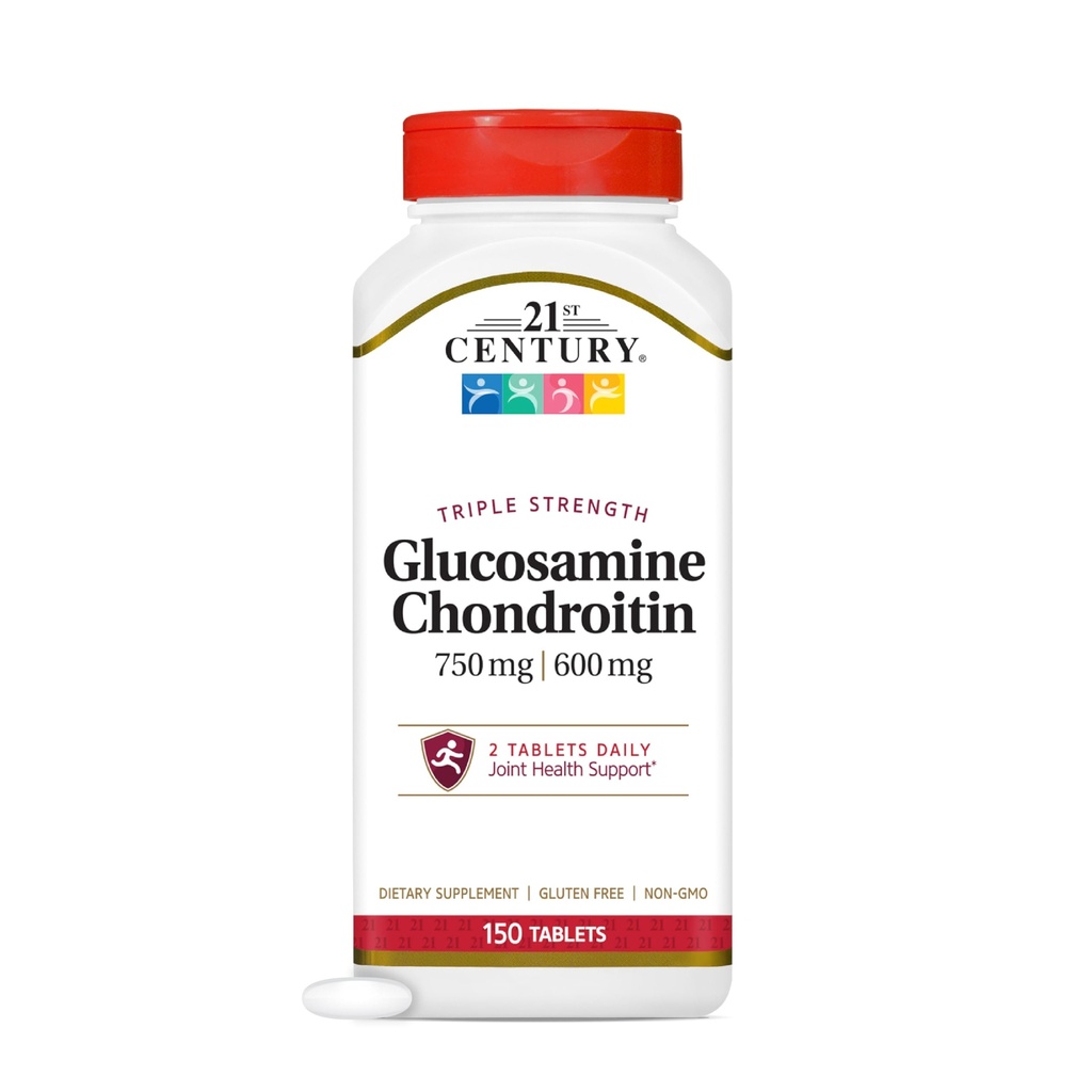 21e eeuw Glucosamine Chondroitin 750/600mg - Drievoudige sterkte, tabletten, 150 Tel.