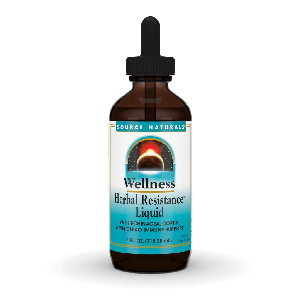 Source Naturals Wellness Herbal Resistance Liquid Imune Defense Complement and Immunity Booster with Echinacea, Elderberry and Yin Chiao - 4 Fluid Oz