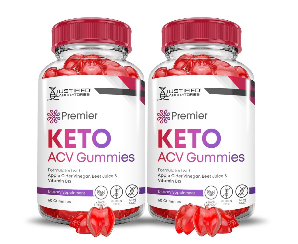 (2 Pack) Premier Keto ACV Gummies Premier Keto Gummies Avancé 1000MG vinaigre de cidre de pomme formulé avec jus de betterave grenade poudre B12 végétalien non OGM 120 Gummys