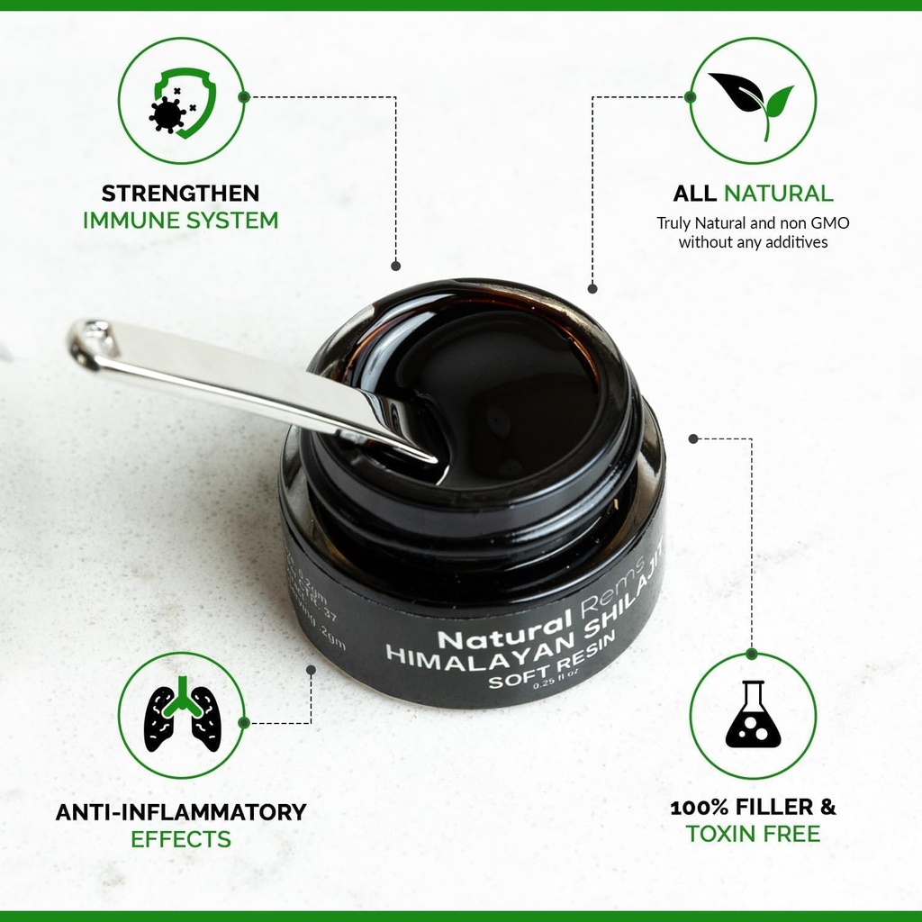 Natural Rems Organic Shilajit - Shilajit Pure Himalayan Organic - Pure Shilajit Fulvic Acid Supplement - Shilajit Energy and Focus Complement - Suppléments santé holistiques...