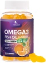 Omega 3 Fish Oil Gummies - 3X Strength Heart Health Support - High Absorptie Omega 3 Fish Oil Gummy Supplement met DHA & EPA - Joint & Brain Support voor volwassenen - Smakelijke oranje smaak - 120 Gummies