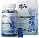 Wild & Organic L Glutathion Gummies - Gereduceerd Glutathion 500mg voor antioxidant ondersteuning - Leverreiniging Detox Supplement - 60 Vegan, niet-GMO, pectine-gebaseerde kauwgom