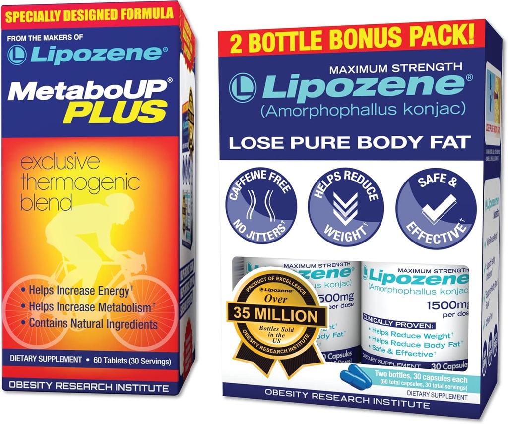 Lipozene gewichtsverlies pillen Double Pack en MeboUp Plus Thermogenic Supplement - Apetite Suppressant