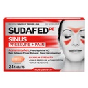 Sudafed PE Sinus Pressure + Pain Relief Tablets, Maximum Strength, Non-Drowsy, OTC Sinus Relief Medicine with Acetaminophen Pain Reliever & Phenylefrine HCl Nasal Decongestant, 24 st.