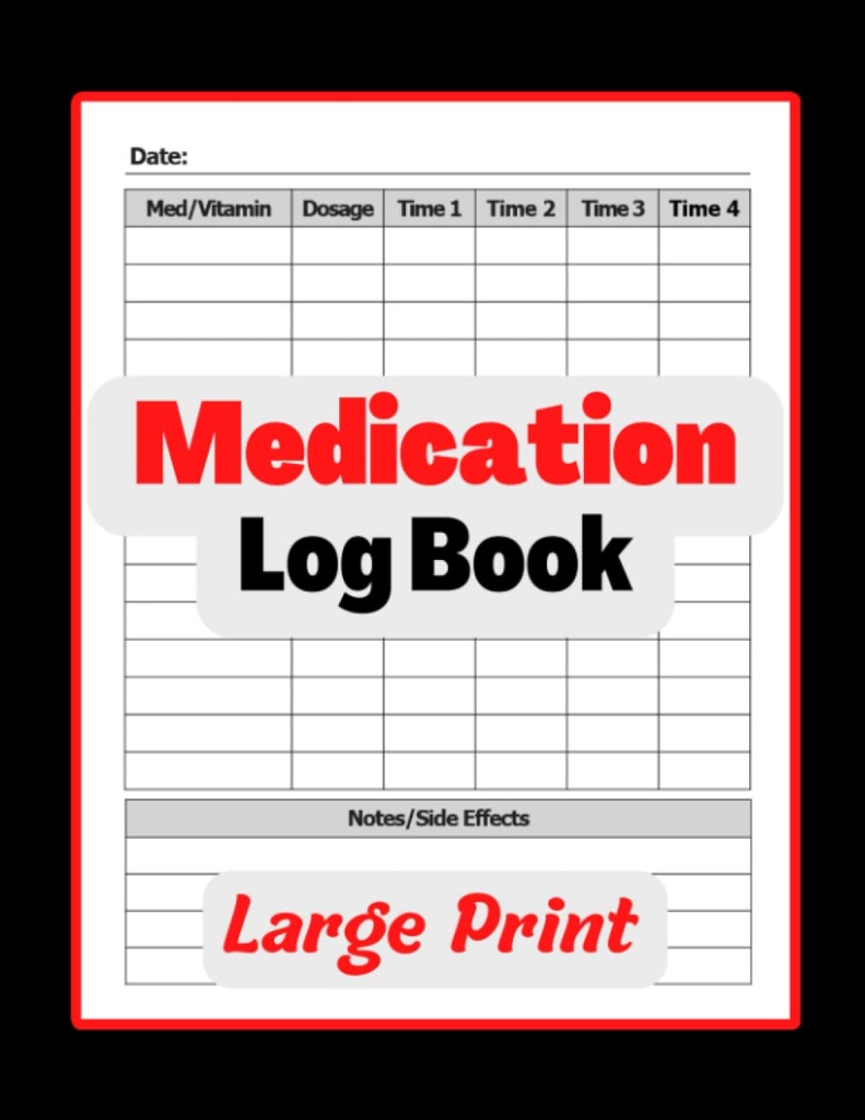 Medicatie Logboek: Eenvoudig Logboek om geneesmiddelen, vitamines en/of supplementen dagelijks op te nemen. Meerdere doses en bijwerkingen registreren. 8.5x11 Pill Tracker voor senioren en alle leeftijden of verpleegkundigen en verzorgers.