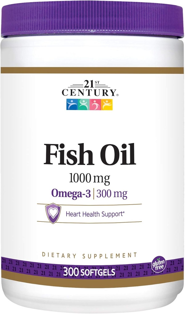 21st Century Fish Oil 1000 mg Softgels, 300-Count (pakket van 3)
