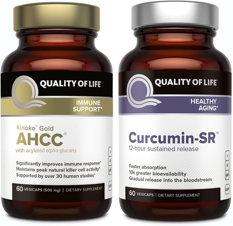 Kwaliteit van leven Kenmerken Kinoko Gold AHCC en Microactive Curcumin SR - Immune Support Curcumin Bundle