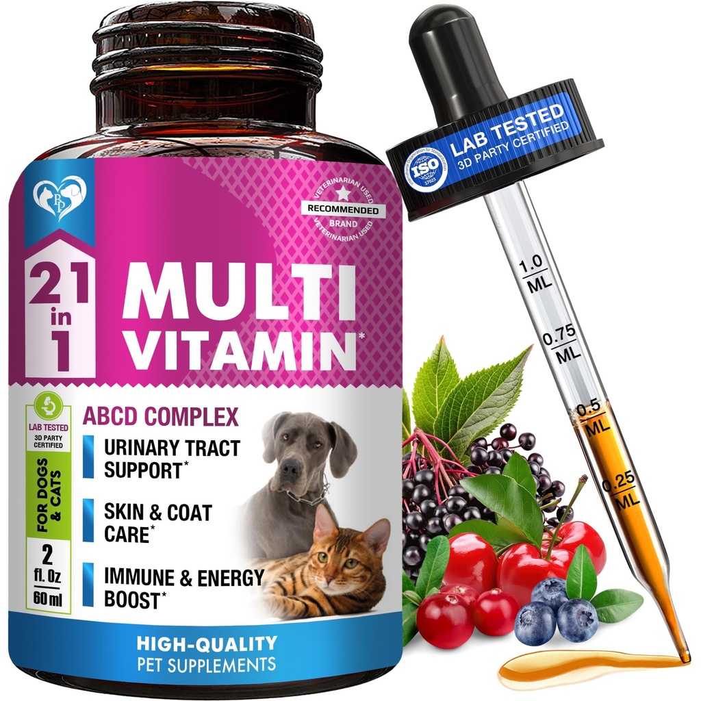 Cat & Hond Multivitamine Vloeistof met Glucosamine & Cranberry 