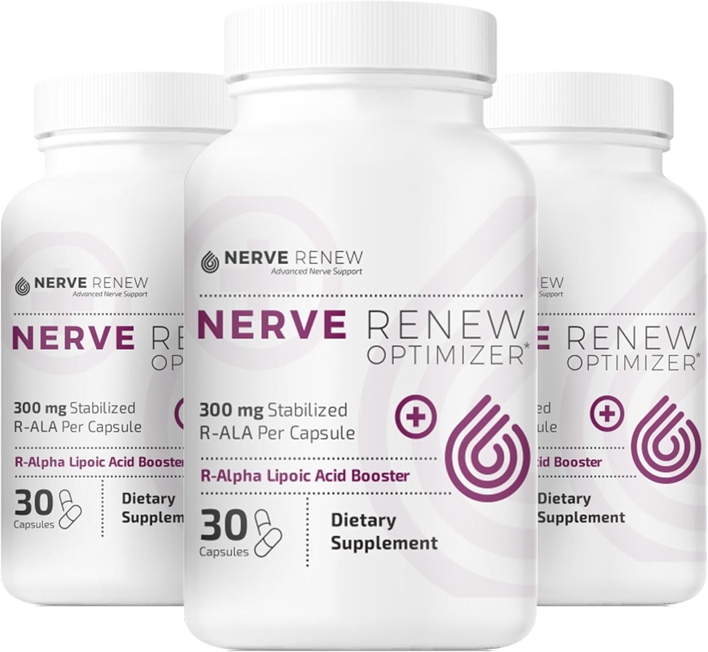 NERVE RENEW Optimizer, 3 Pack (90 Capsules) - 300 mg gestabiliseerd R-alfa Lipoïnezuur per capsule voor natuurlijke zenuwproblemen Ondersteuning - snelle absorptie - veilig en volledig natuurlijk