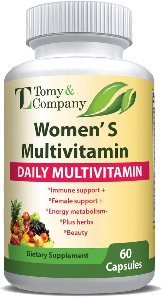Tomy & Company Glutenvrije Vegetarische vrouwen Multivitamine met zink, B6, B12, Biotine en meer - Haar, huid en nagels, Bone Health, Immune Support, Vrouwen dagelijkse vitamine supplementen Capsules