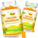 Calcium Magnesium Zink Gummies met Vitamine D3 en K2, Hoge Absorptie Magnesium Glycinate Kalium voor Immune en Kalm Mood, Vegan Orange Flavor 120 Gummies