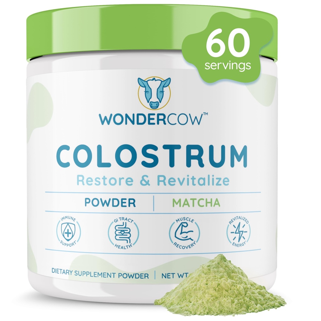 WONDERCOW Colostrum Supplement Powder for Gut Health, Immuun Support, Muscle Recovery & Wellness 