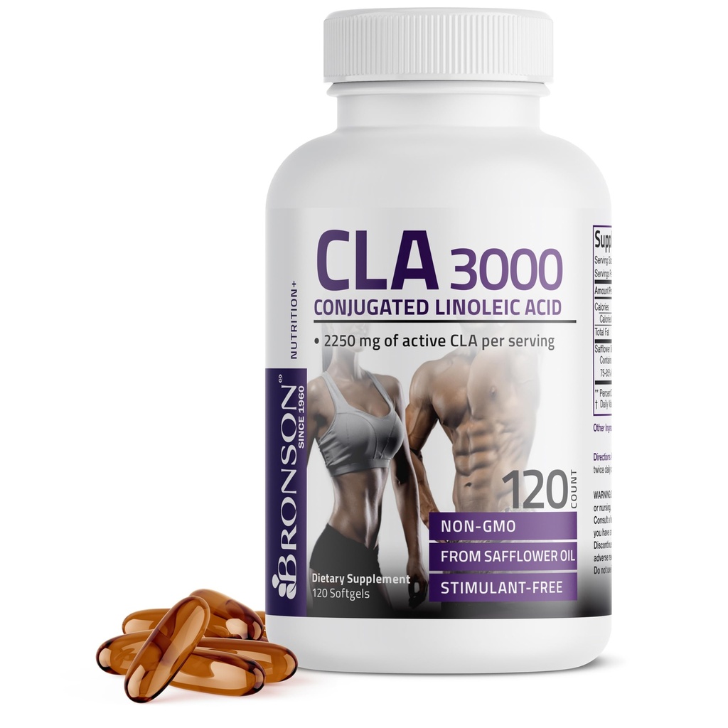 Bronson CLA 3000 Extra Hoge Potentie Ondersteunt gezond gewicht management Lean Muscle Mass Niet-Stimulerende Conjugated Linoleic Acid 120 Softgels