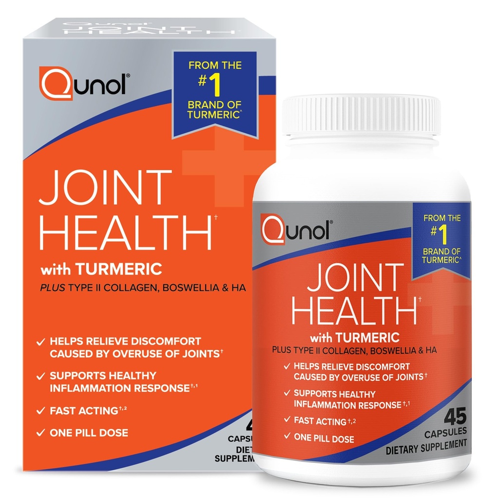 Supplément de soutien à l'articulation Qunol 5-en-1, à action rapide, à dose unique, à soutien d'une réponse à l'inflammation saine et au malaise causé par la surutilisation des articulations, alternative à la glucosamine Chondritine MSM, 45 comte
