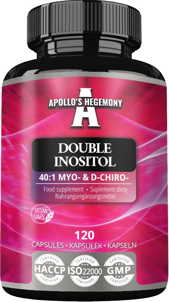 APOLLO'S HEGEMONY Dubbele Inositol 120 Vegan Capsules - Myo-Inositol + D-Chiro-inositol in Optimale 40:1 Ratio - 615 mg per capsule - 4 maanden Levering - Vitamine B8 Supplement