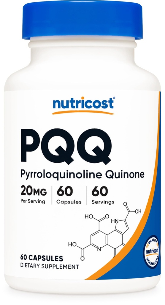 Nutricost PQQ (Pyrroloquinoline Quinon) 20mg, 60 Capsules - Vegetarische Capsules, Non-GMO, Glutenvrij