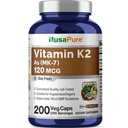 NusaPure Vitamine K2 MK7 120 mcg 200 Veggie Caps (Soy Free, Non-GMO, Vegan)