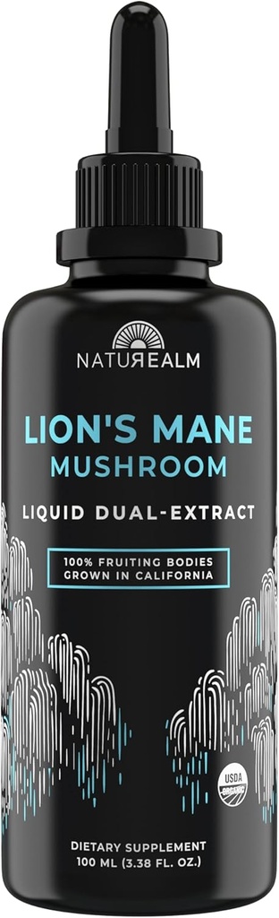 Lion de la nature Supplément de teinture liquide de champignons de la Mane – Focus, mémoire et santé cérébrale, végétalien, non-OGM – corps de fruits biologiques, 2 mois d'approvisionnement