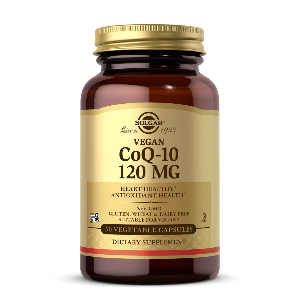 Solgar Vegan CoQ-10 120 mg - 60 plantaardige capsules - Antioxidant Health - Non-GMO, Glutenvrij, Zuivelvrij, Kosjer - 60 porties