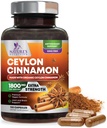 Supplément de cannelle biologique Ceylan 1800mg - Pilules en poudre de cannelle biologique certifiée Ceylan - Energy & Heart Support for Women & Men, mis en bouteille aux États-Unis, Antioxydant, Sans gluten, Non-OGM - 120 capsules
