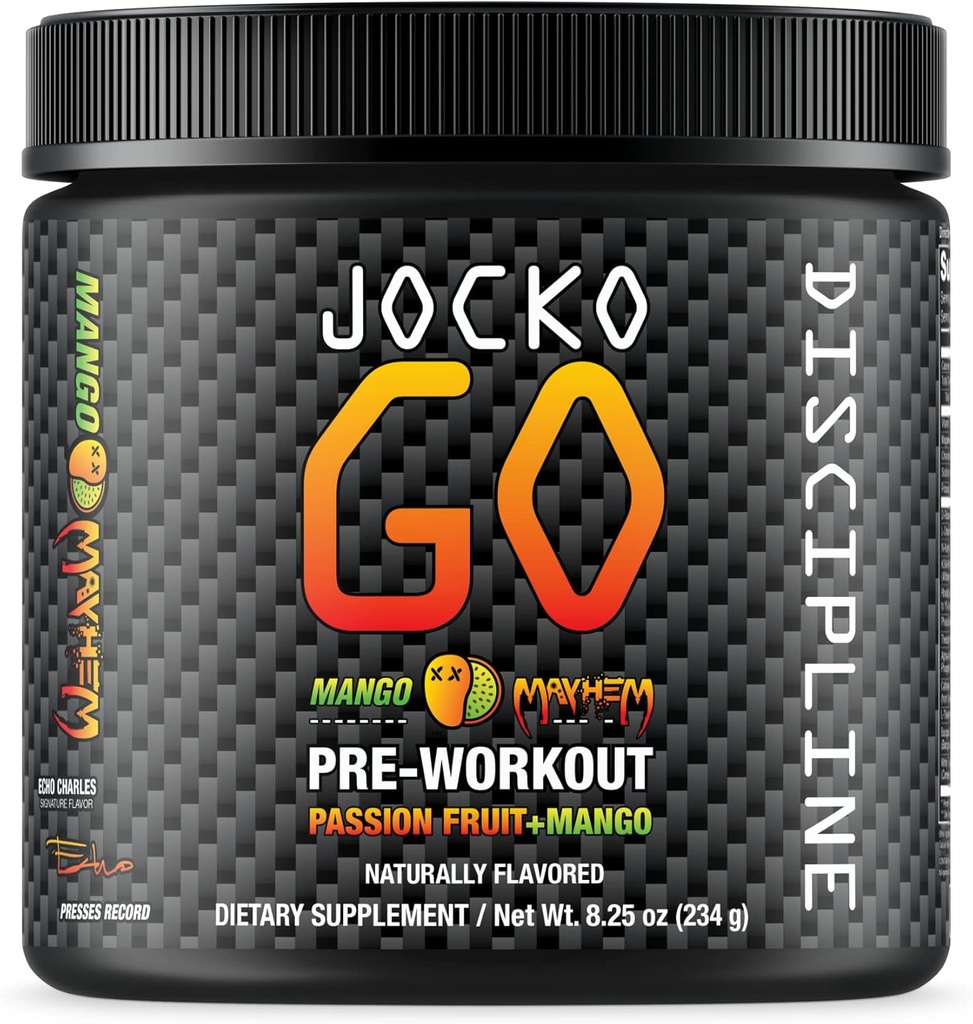 Jocko Fuel Pre Workout Powder with L-Citrulline, Nootropic & Cafeine for Endurance & Stamina - Keto, Low Sugar Blend for Distance Running, Cycling, Jiu Jitsu - 30 Servings (Mango)