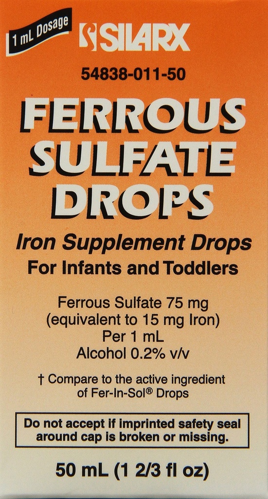 Ferro Sulfate Iron 15mg/ml Supplement Drops 50ml Fles - verpakking van 3 stuks