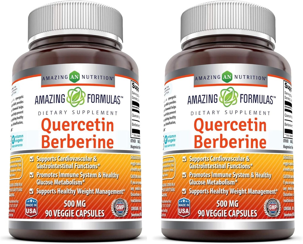 Verbazingwekkende Formules Quercetin Berberine 250 mg Berberine en 250 mg Quercetine Veggie Capsules Supplement 