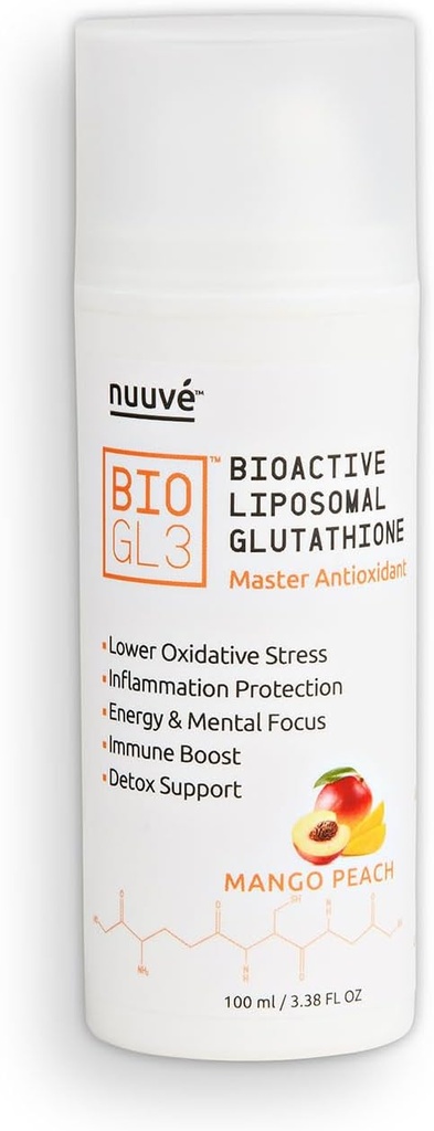 BIOGL3 Bioactive Liposomal Glutathion 446mg. Ultra Potent Pure Gepatenteerd in airless Dispenser. Snelle absorptie, vermindert oxidatieve stress en ontsteking. +Energie, Detox, Immune Boost, Focus