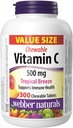 Webber Naturals Vitamine C, 300 Kauwbare Tropical Breeze Flavor Tablets, 500 mg vitamine C per tablet, Bones, Tanden, Immuun en Antioxidant Ondersteuning, Niet GGO, Zuivel en Glutenvrij