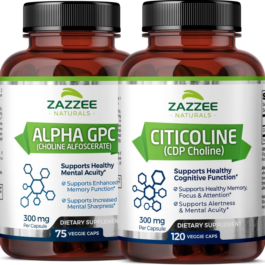 Zazzee Citicoline CDP Choline Capsules en Alpha GPC Choline Capsules