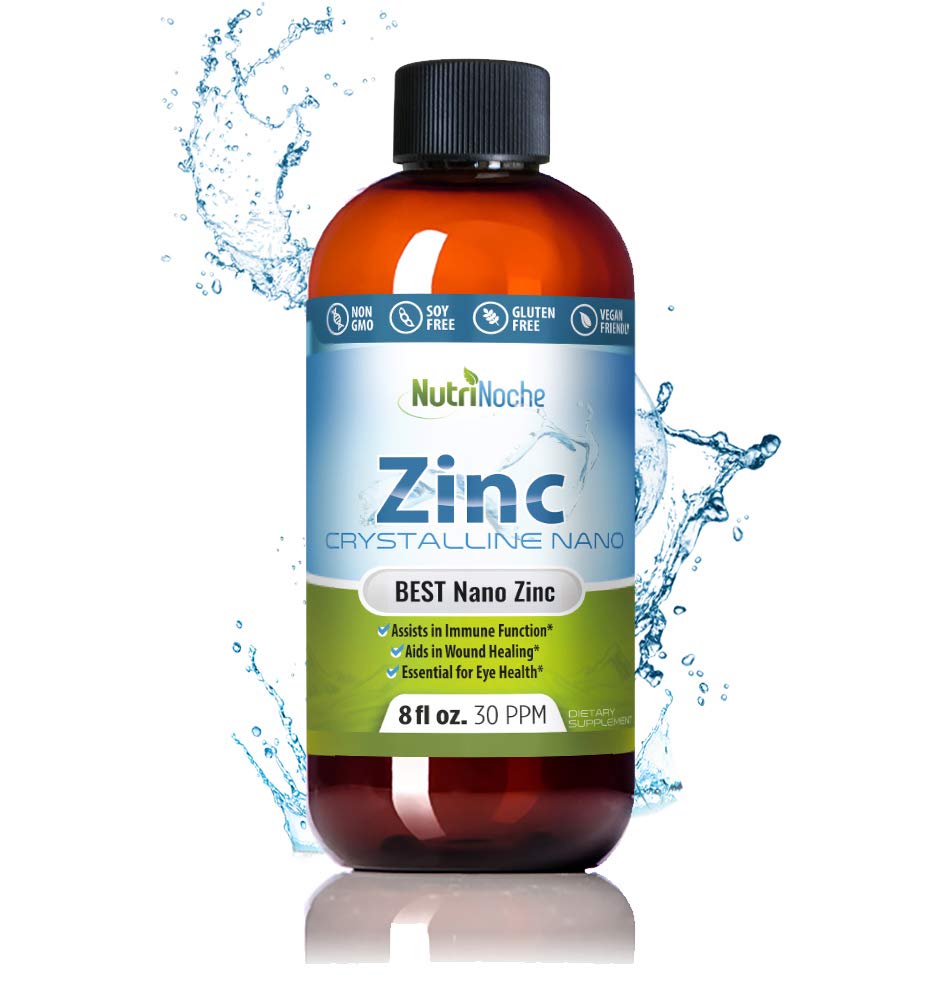 Liquid Zink Supplement by Nutrinoche: Biologische Liquid Drops - Ionische Zink en Picolinaat Alternatief - 99,99% Ultra Pure Crystalline Nano Deeltjes - voor volwassenen en kinderen - (8 oz)