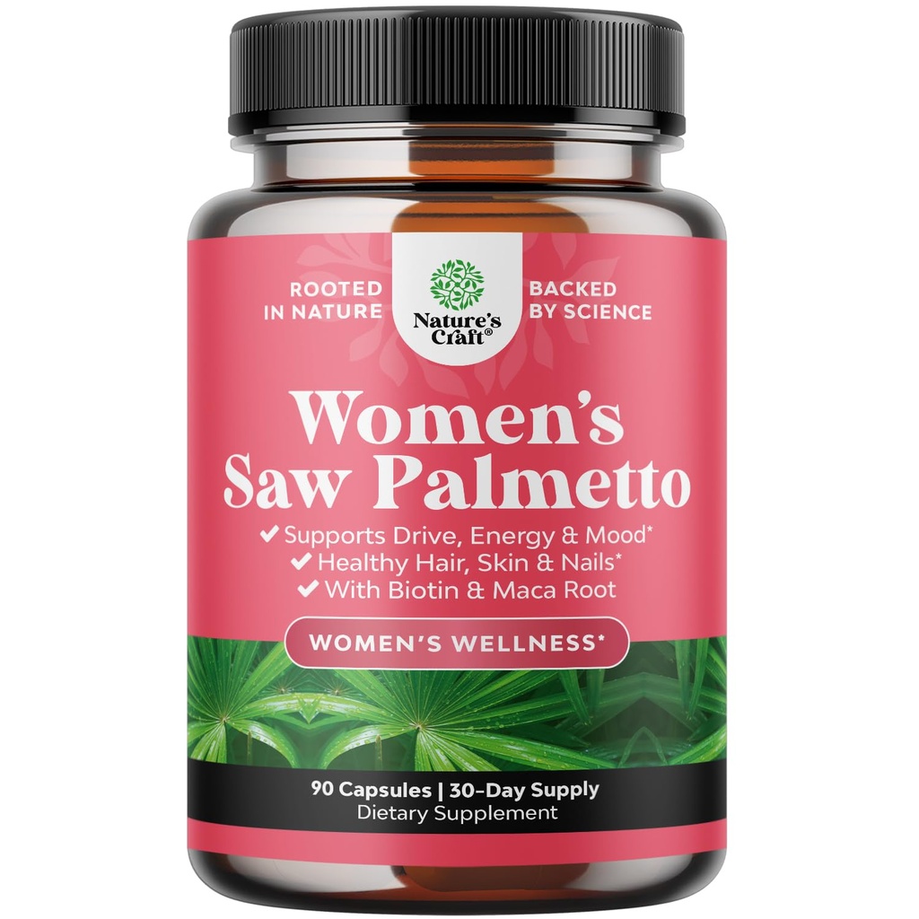 Extra sterkte Zag Palmetto voor vrouwen 500mg - DHT-blokker voor vrouwen 30-dagen aanbod - Haarvitaminen voor haarverlies supplement - Pure Saw Palmetto Extract Capsules met Maca Root & Biotin - 90 capsules