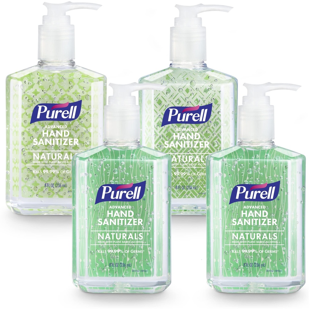 PURELL Advanced Hand Sanitizer Naturals met plantaardige alcohol, Citrus geur, 8 fl oz Pump Bottle (pack van 4) - 9626-06-ECDECO