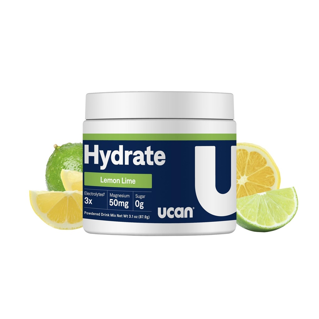 UCAN Hydrate Electrolyte Drink Mix (Citroen-Lime, 30 porties) Sugar-Free, Keto-Friendly, Vegan, Non-GMO, Gluten-Free Electrolyte Poeder met Kalium & Magnesium voor Runners & Atleten