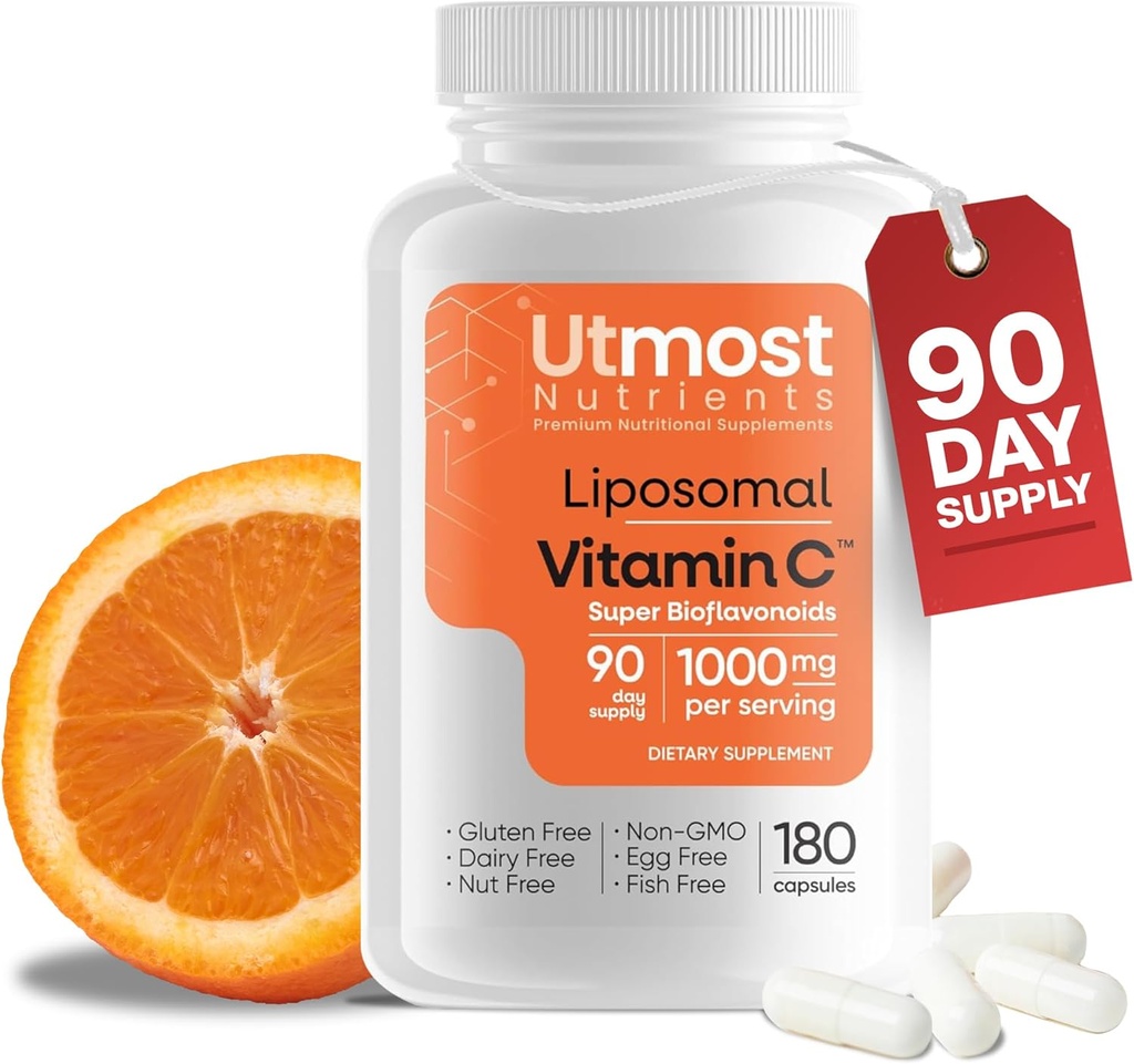 Liposomale vitamine C - 1000MG VIT C & 100MG Super Bioflavonoid Complex for Enhanced Wellness 