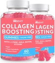 Gommies de rappel de collagène, Gommies de collagène végétalien pour les femmes avec L-Lysine, Amla, Biotine, Vitamine C, A, E, Supplément de rappel de collagène pour ongles de peau de cheveux