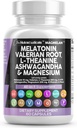 Clean Nutraceuticals Melatonine 10mg Valeriaan wortel L Theanine 200mg Ashwagandha - Slaapondersteuning voor vrouwen en mannen met Magnesium Complex, citroenbalsem, kamille, & Passiebloem - 60 Caps