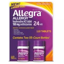 Allegra 24 uur Indoor en Outdoor Allergie Relief 180mg 55 tabletten, Verpakking van 2 (110 st.)